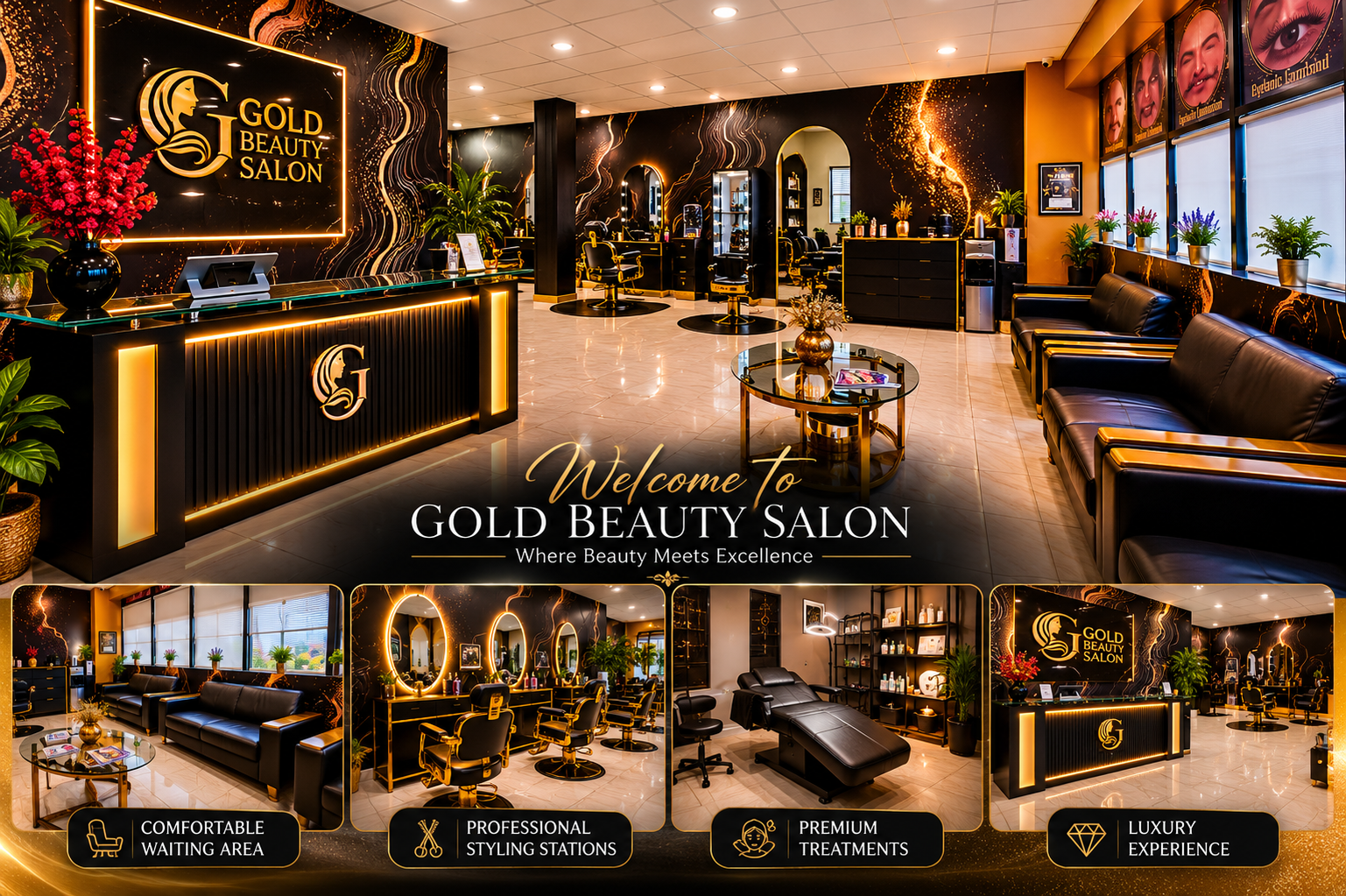 Welcome to Gold Beauty Salon — interior