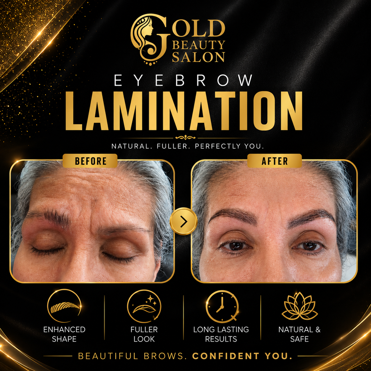 Eyebrow lamination before and after